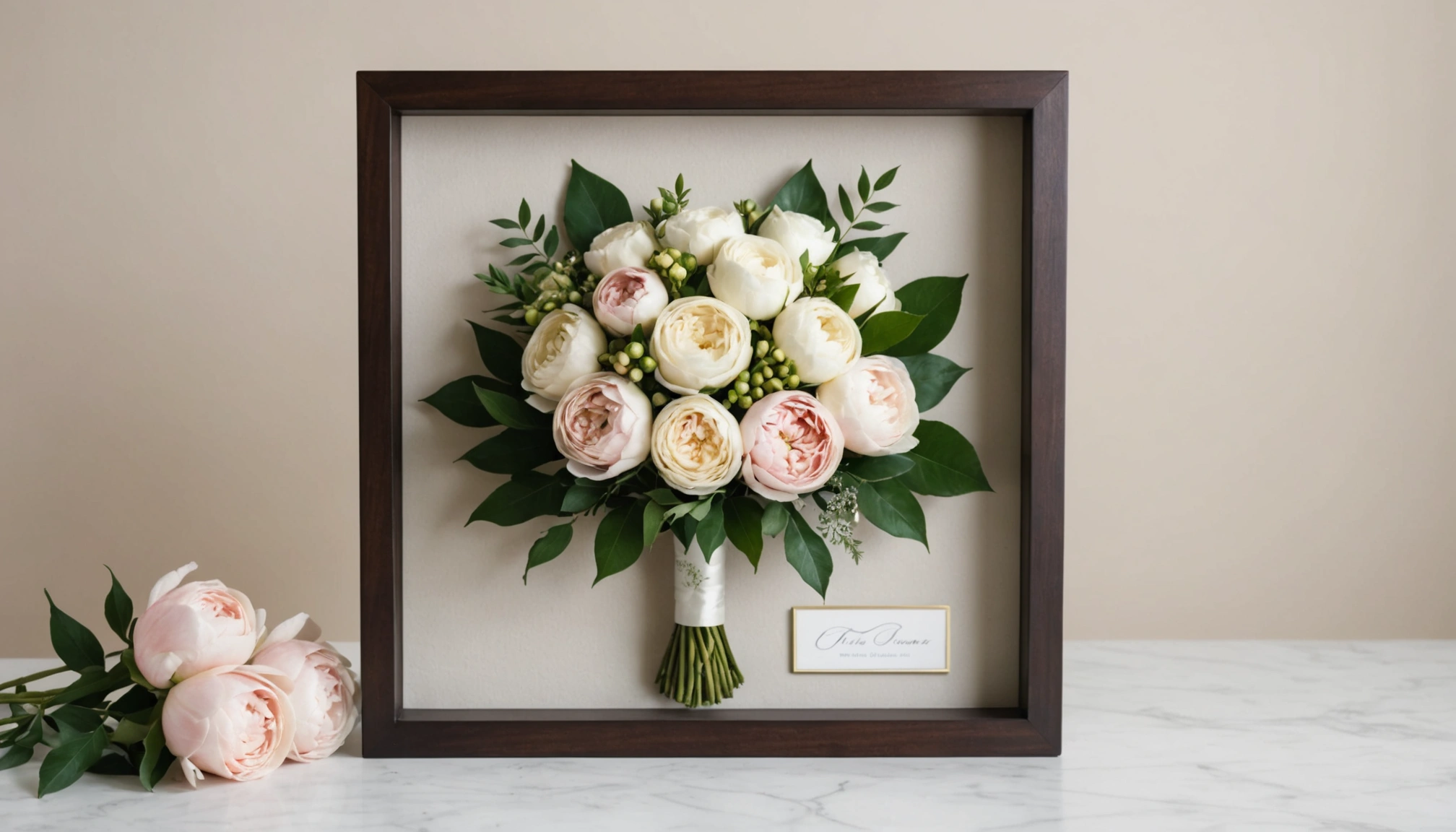 Boîte Vitrine Ombre 6x6 Pouces En Bois Naturel - Pour Bouquet De Mariage, Médailles, Photos - Verre Et Serrure Corne - 6