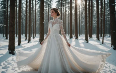 Éclat hivernal : choisissez votre robe de mariée pour un conte de fées enneigé